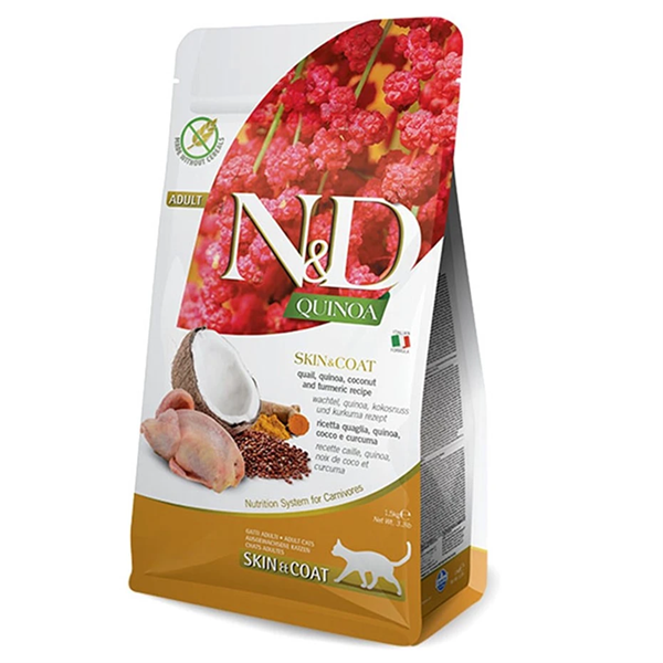 N&D Quinoa Skin&Coat Deri Sağlığı Destekli Bıldırcın Etli ve Hindistan Cevizli Yetişkin Kedi Maması 1.5 kg - 1