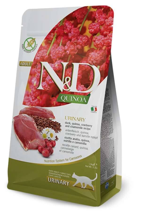 N&D Quinoa Urinary Sindirim Destekli Ördek Etli ve Kızılcıklı Yetişkin Kedi Maması 5 kg - 1