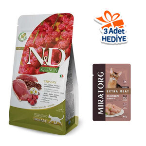 N&D Quinoa Urinary Sindirim Destekli Ördek Etli ve Kızılcıklı Yetişkin Kedi Maması 1.5 kg