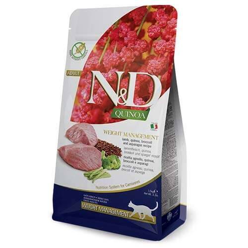 N&D Quinoa Weight Kilo Kontrollü Kuzu Etli ve Brokolili Yetişkin Kedi Maması 5 kg - 1