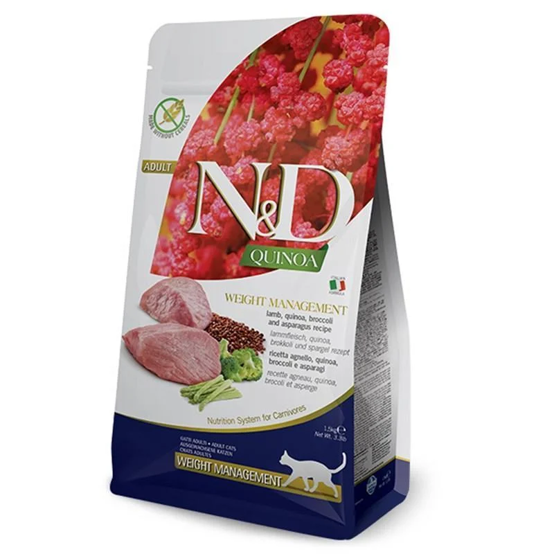 N&D Quinoa Weight Kilo Kontrollü Kuzu Etli ve Brokolili Yetişkin Kedi Maması 1.5 kg - 1