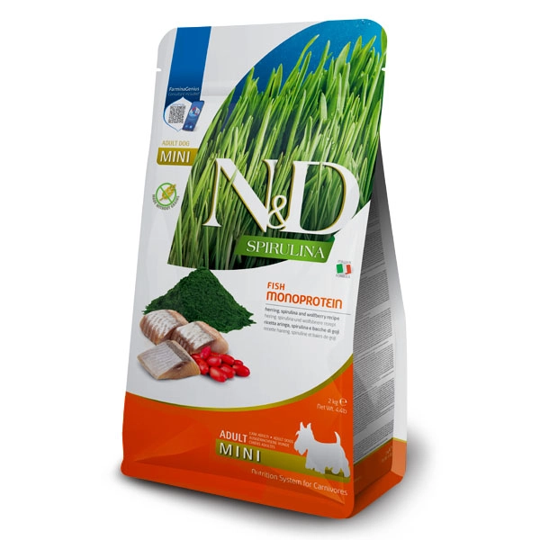 N&D Spirulina Ringa Balıklı Küçük Irk Tahılsız Yetişkin Köpek Maması 2 kg - 1