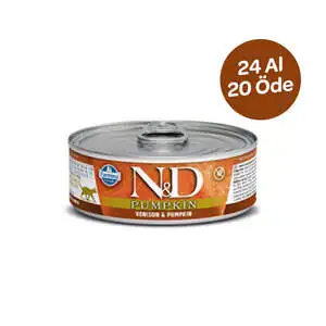 N&D Tahılsız Balkabaklı Geyik Etli Kedi Yaş Maması 70 GR x 24