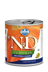 N&D Pumpkin Balkabaklı, Kuzu Etli ve Yaban Mersinli Yetişkin Köpek Yaş Maması 285 gr