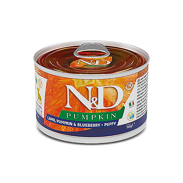 N&D Pumpkin Balkabaklı, Kuzu Etli ve Yaban Mersinli Küçük Irk Yavru Köpek Yaş Maması 140 gr