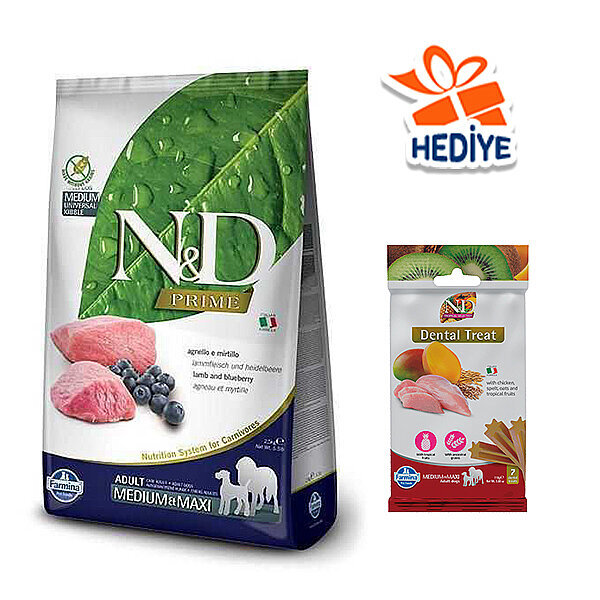 N&D Prime Tahılsız Kuzu Etli ve Yaban Mersinli Yetişkin Köpek Maması 12 kg