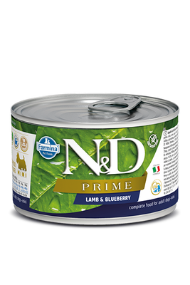 N&D Prime Tahılsız Kuzu Etli ve Yaban Mersinli Küçük Irk Yetişkin Köpek Yaş Maması 140 gr - 1