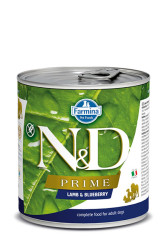 N&D Prime Tahılsız Kuzu Etli ve Yaban Mersinli Yetişkin Köpek Yaş Maması 285 gr