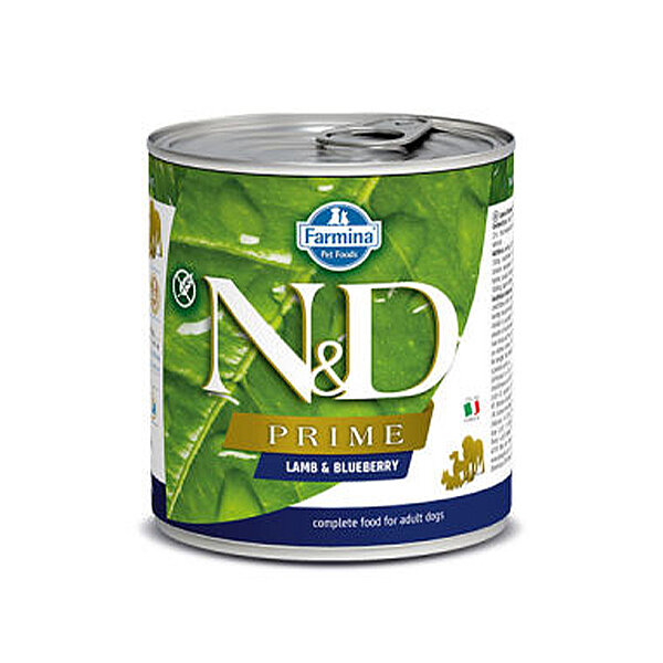 N&D Prime Tahılsız Kuzu Etli ve Yaban Mersinli Yetişkin Köpek Yaş Maması 285 gr - 1