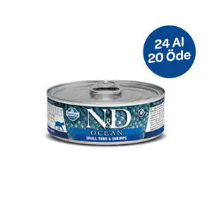 N&D Tahılsız Ocean Small Ton Balığı Karidesli Kedi Yaş Maması 70 GR x 24