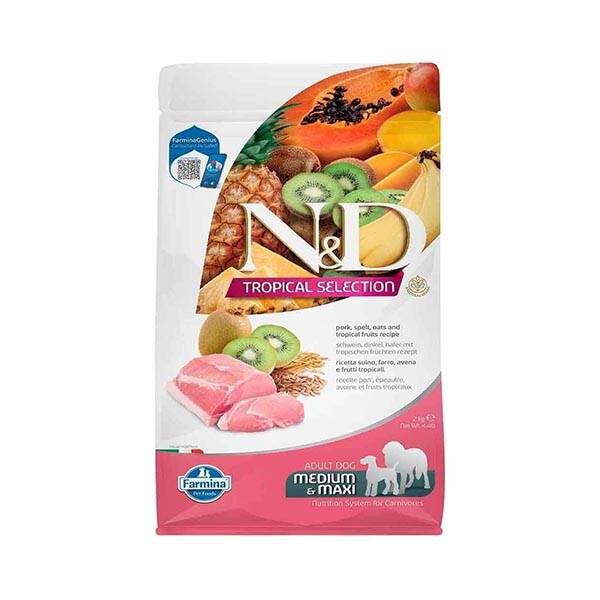 N&D Tropical Selection Domuz Etli ve Tropikal Meyveli Yetişkin Köpek Maması 2 kg - 1