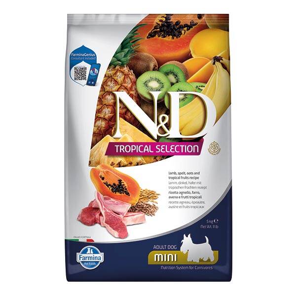 N&D Tropical Selection Kuzu Etli ve Tropikal Meyveli Küçük Irk Yetişkin Köpek Maması 5 kg - 1