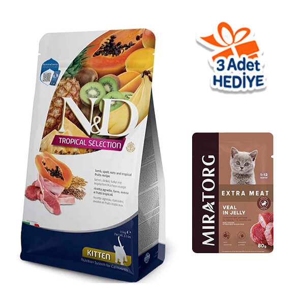 N&D Tropical Selection Kuzu Etli ve Tropikal Meyveli Yavru Kedi Maması 1.5 kg - 1