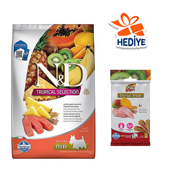 N&D Tropical Selection Somon Etli ve Tropikal Meyveli Küçük Irk Yetişkin Köpek Maması 5 kg - 2