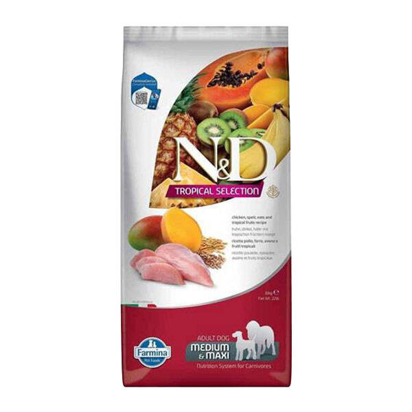 N&D Tropical Selection Tavuk Etli ve Tropikal Meyveli Yetişkin Köpek Maması 10 kg - 1