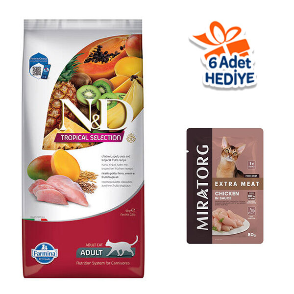 N&D Tropical Selection Tavuk Etli ve Tropikal Meyveli Yetişkin Kedi Maması 10 kg - 1