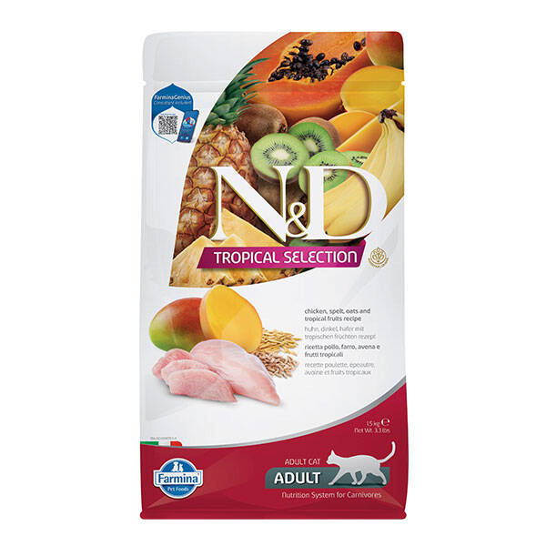 N&D Tropical Selection Tavuk Etli ve Tropikal Meyveli Yetişkin Kedi Maması 1.5 kg - 1