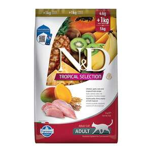 N&D Tropical Selection Tavuk Etli ve Tropikal Meyveli Yetişkin Kedi Maması 4+1 kg