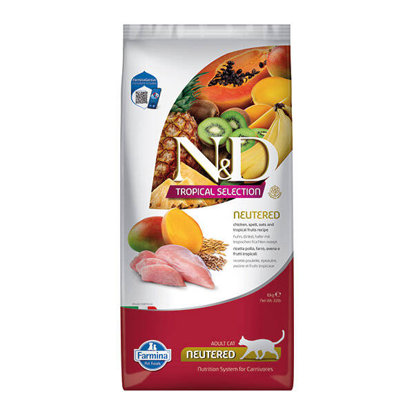 N&D Tropical Selection Tavuk Etli ve Tropikal Meyveli Kısırlaştırılmış Kedi Maması 10 kg - 1