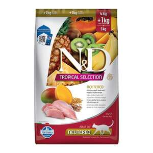 N&D Tropical Selection Tavuk Etli ve Tropikal Meyveli Kısırlaştırılmış Kedi Maması 4+1 kg