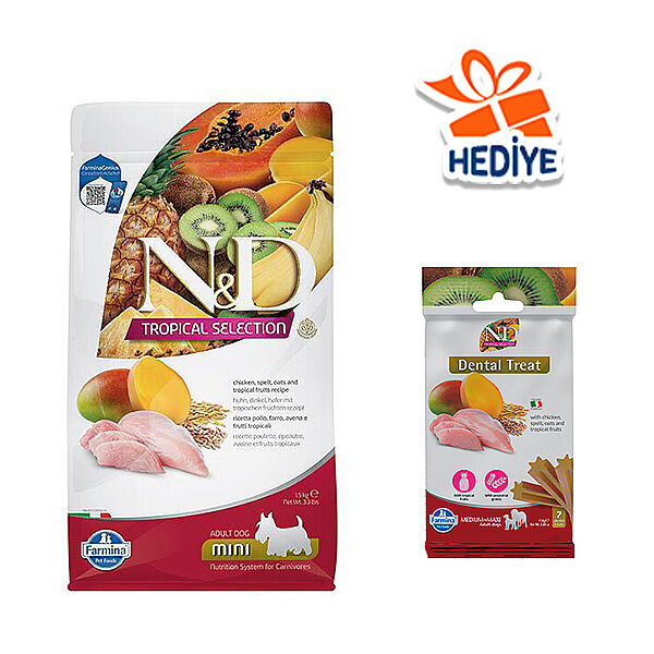 N&D Tropical Selection Tavuk Etli ve Tropikal Meyveli Küçük Irk Yetişkin Köpek Maması 1.5 kg