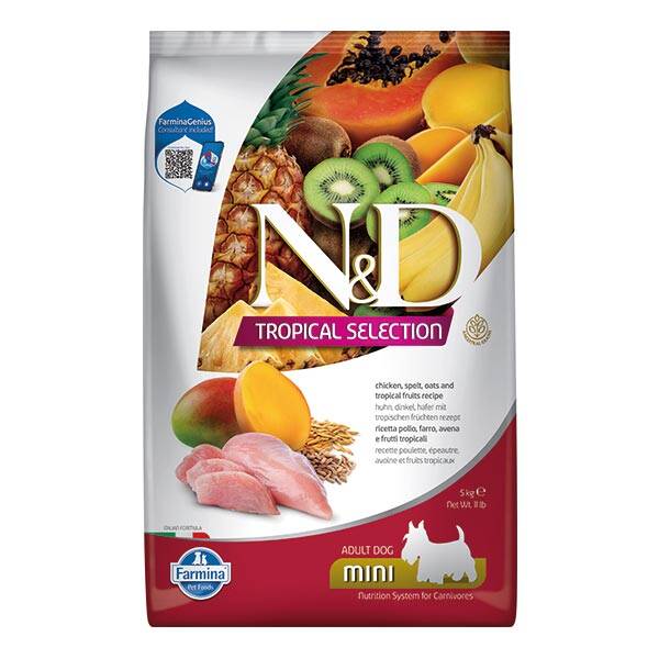 N&D Tropical Selection Tavuk Etli ve Tropikal Meyveli Küçük Irk Yetişkin Köpek Maması 5 kg - 1