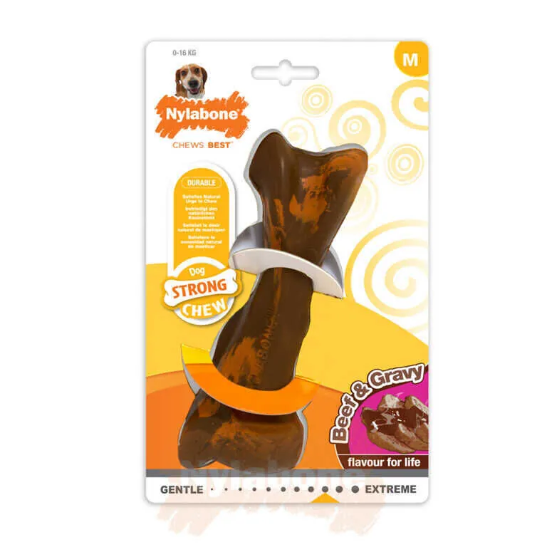 Nylabone Biftek ve Gravy Sos Aromalı Köpek Çiğneme Kemiği M - 1
