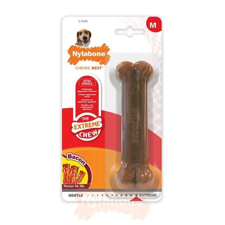 Nylabone Domuz Pastırması Aromalı Köpek Çiğneme Kemiği M - 1