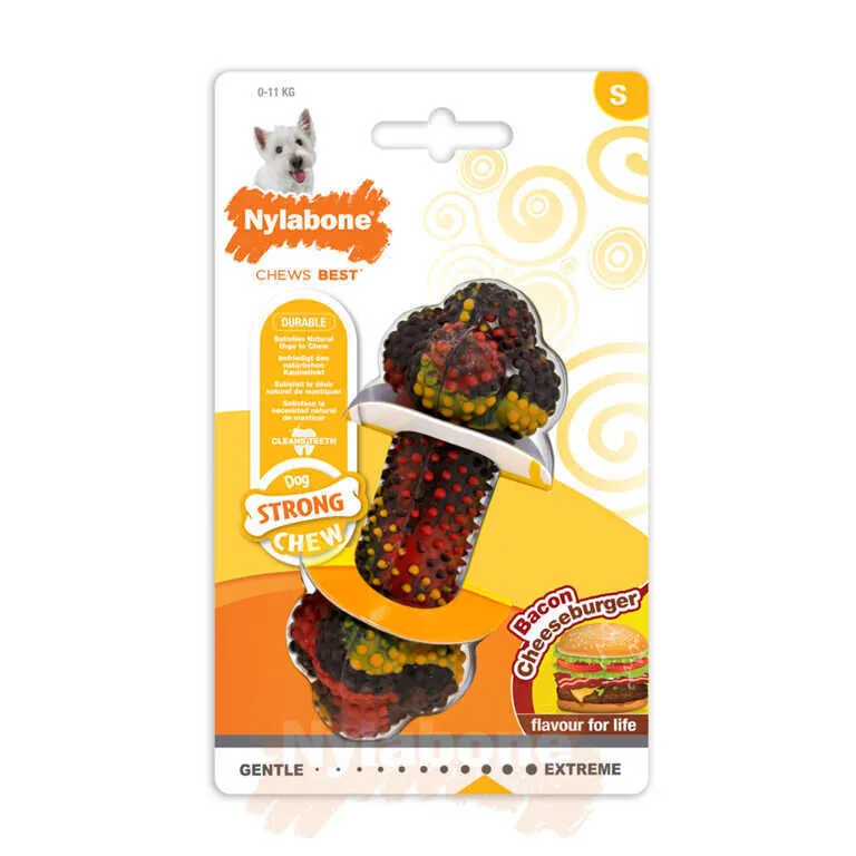 Nylabone Domuz Pastırması ve Cheeseburger Aromalı Köpek Çiğneme Kemiği S - 1
