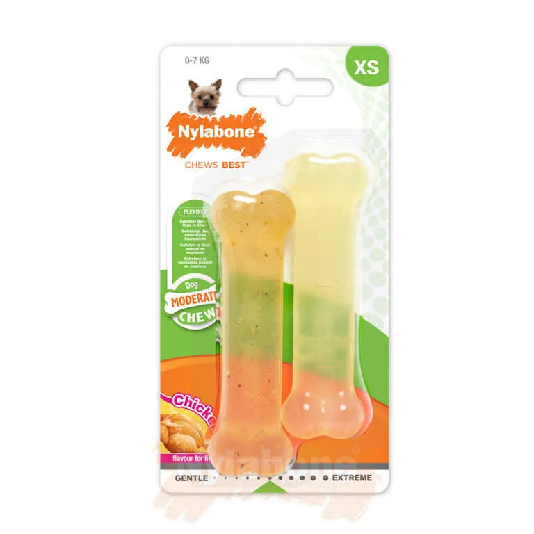 Nylabone Tavuk Aromalı Köpek Çiğneme Kemiği XS - 1