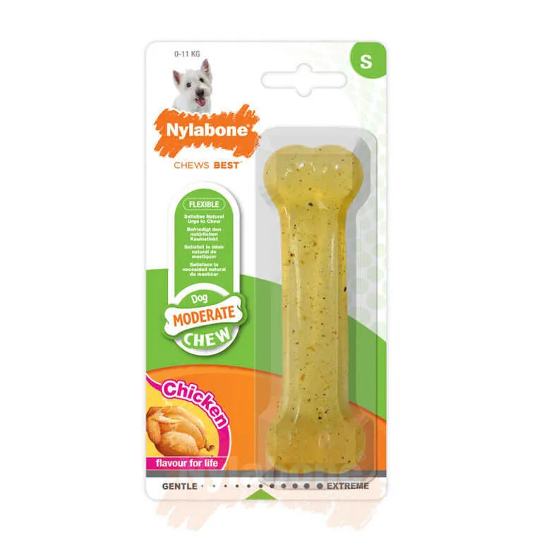 Nylabone Tavuk Aromalı Köpek Çiğneme Kemiği S - 1