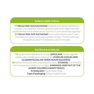 Obivan Premium Anti-Hairball Tüy Yumağı Önleyici Malt Kedi Macunu 100 gr - 3