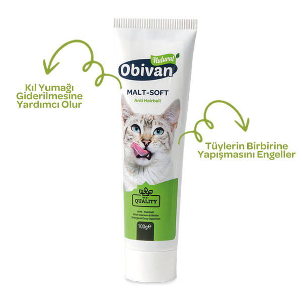 Obivan Premium Anti-Hairball Tüy Yumağı Önleyici Malt Kedi Macunu 100 gr - 1