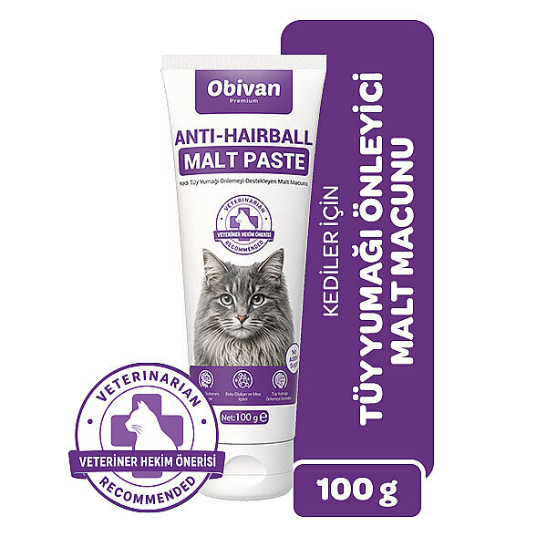 Obivan Premium Anti-Hairball Tüy Yumağı Önleyici Malt Kedi Macunu 100 gr