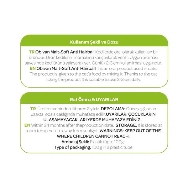 Obivan Natural Anti-Hairball Kedi Maltı 100 GR - 3