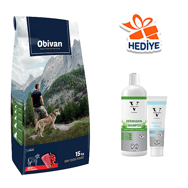 Obivan Biftekli ve Kızılcıklı Yetişkin Köpek Maması 15 Kg