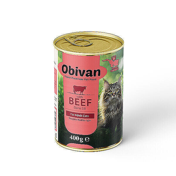 Obivan Tahılsız Dana Etli Ezme Yetişkin Kedi Yaş Maması 400 GR