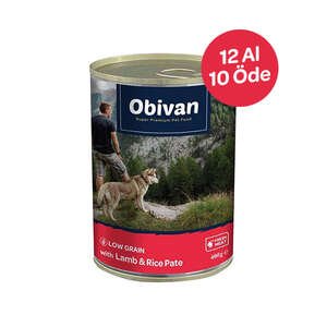 Obivan Düşük Tahıllı Kuzu Etli Pirinçli Ezme Köpek Konservesi 400 Gr x 12 Adet