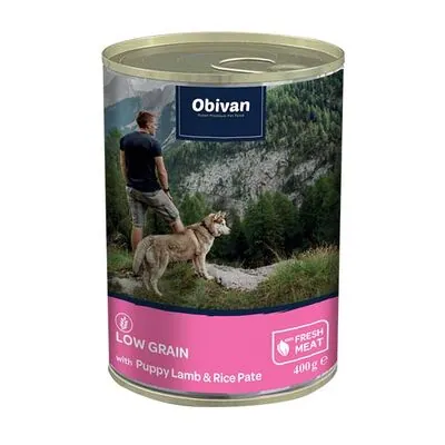 Obivan Düşük Tahıllı Kuzu Etli Pirinçli Ezme Yavru Köpek Konservesi 400 Gr x 12 Adet - 3