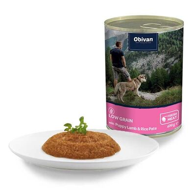 Obivan Düşük Tahıllı Kuzu Etli Pirinçli Ezme Yavru Köpek Yaş Maması 400 Gr x 12 Adet - 2