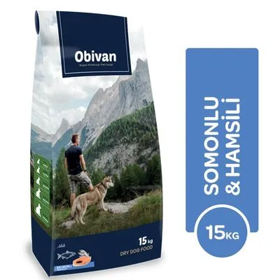 Obivan Hypoallergenic Somonlu ve Hamsili Yetişkin Köpek Maması 15 Kg - 1