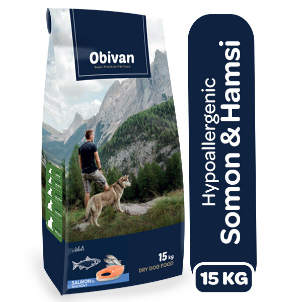 Obivan Hypoallergenic Somonlu ve Hamsili Yetişkin Köpek Maması 15 Kg - 2