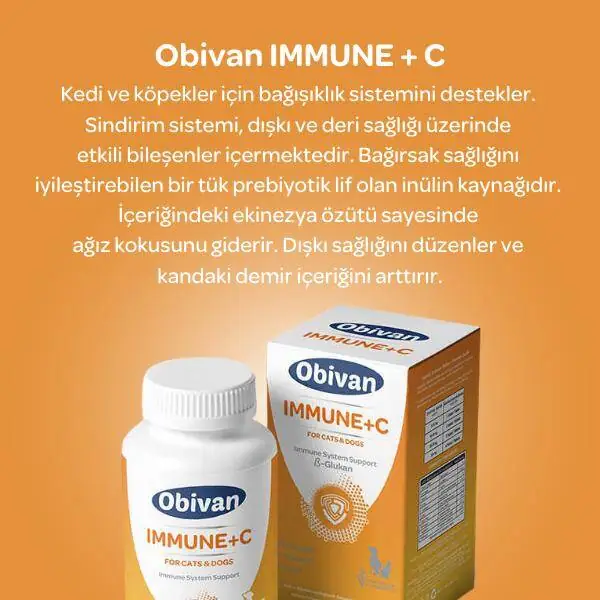 Obivan Immune C Kedi ve Köpekler İçin Bağışıklık Sistemi Desteği 75 Tablet - 2