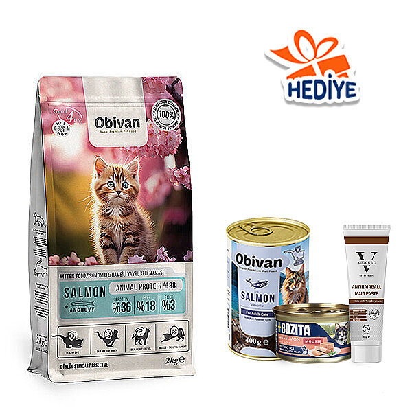 Obivan Kitten Somonlu ve Hamsili Yavru Kedi Maması 2 Kg