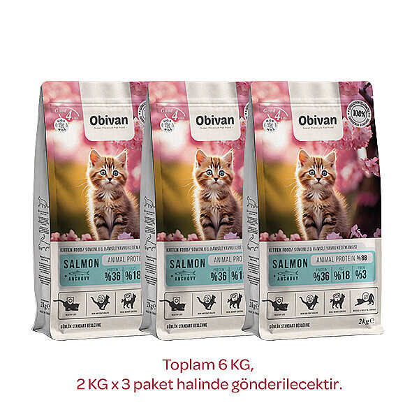 Obivan Kitten Somonlu ve Hamsili Yavru Kedi Maması 6 Kg - 2