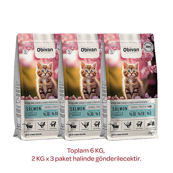Obivan Kitten Somonlu ve Hamsili Yavru Kedi Maması 6 Kg - 2