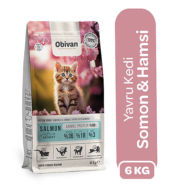 Obivan Kitten Somonlu ve Hamsili Yavru Kedi Maması 6 Kg