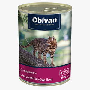 Obivan Tahılsız Kuzu Etli Ezme Kısırlaştırılmış Kedi Yaş Maması 400 GR