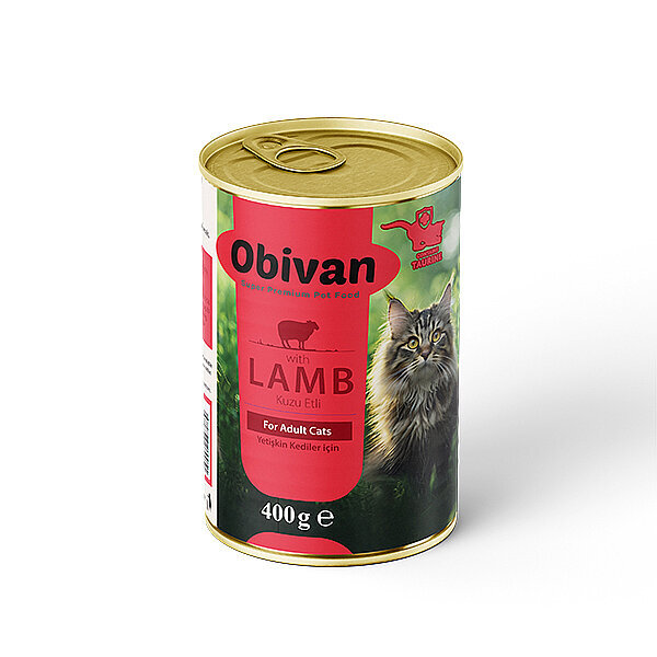 Obivan Kuzu Etli Ezme Yetişkin Kedi Yaş Maması 400 GR