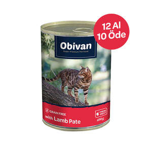 Obivan Kuzu Etli Ezme Yetişkin Kedi Yaş Maması 400 GR x 12 Adet